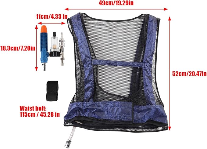 Air Vest Cooling Waistcoat, Welding Steel Cooling Air Jacket Vest Cool, Vortex Tube Compressed Air Conditioning Cooling Vests with Self Compressor for High Temperature Use
