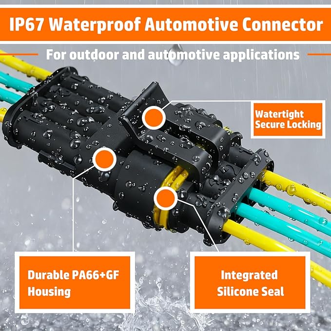 PEBA Crimping Tool and Waterproof Automotive Connectors Kit, 1/2/3/4-Pin Automotive Electrical Male/Female Connector Plug and Ratchet Crimper Tool AWG 22-14, for Cars, Motorcycles & Boats
