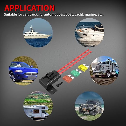 DaierTek Inline Fuse Holder 12V 12 AWG Waterproof ATC/ATO Blade Fuse Holder with 20 Amp 30 Amp 40 Amp Inline Fuse Heavy Duty in Line Fuse Holder for Marine Automotive Vehicle -6Pcs