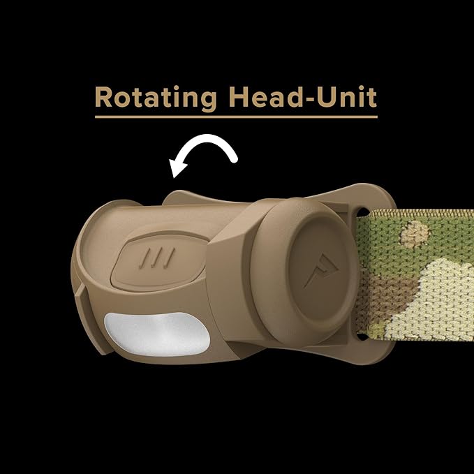 Princeton Tec FRED Tactical LED Headlamp Rugged Reliable Lighting with Multiple Brightness Levels Red and White LEDs Hands Free Compact Design Ideal for Field,Utility Work & Professional Use-Multicam