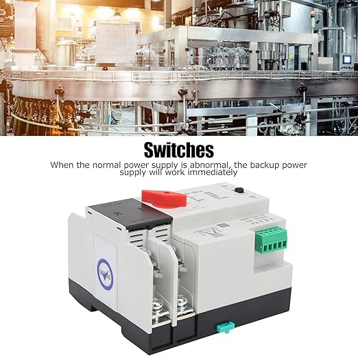 Power Automatic Transfer Switch, 100 amp Manual Transfer Switch 2P Automatic Transfer Switch Back up Generator Transfer Switch Home Transfer Switch 220V 100A