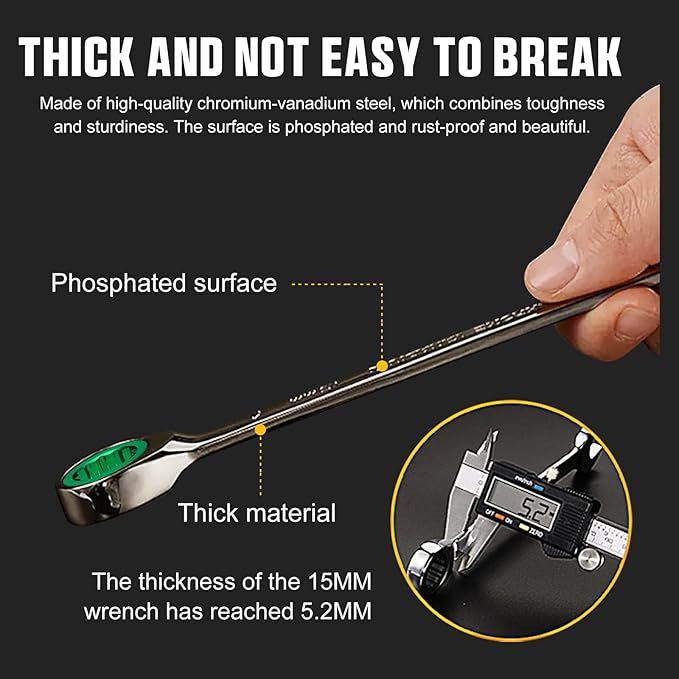Ratcheting Wrench Set, Combination Wrench Set Metric And Standard & SAE With Color Ring, 1/4" to 3/4" & 6-18mm, 23PC Open End Ratchet Wrenches With Roll Up Pouch, CRV Socket Mechanic Tool Sets