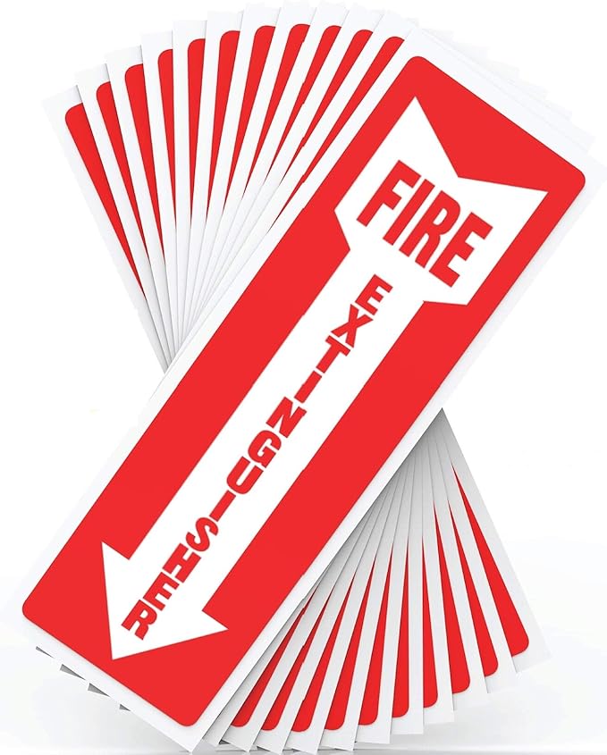 ASSURED SIGNS Fire Extinguisher Signs - 12 Pack - 4" X 12" - 5 Mil Vinyl Weatherproof Fire Extinguisher Stickers with Downward Arrow - Self Adhesives for Business or Office
