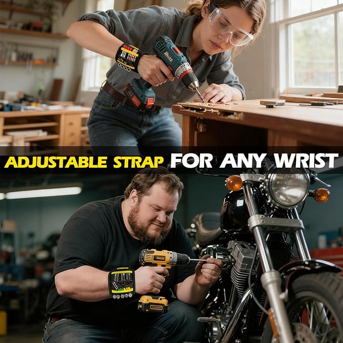 Magnetic Wristband for Holding Screws, Drill Bits, Nails, Valentine's Day, Father's Day Gifts for Handyman, Husband, Dad, Grandpa, Stocking Stuffers for Adults, Cool Gadgets for Christmas
