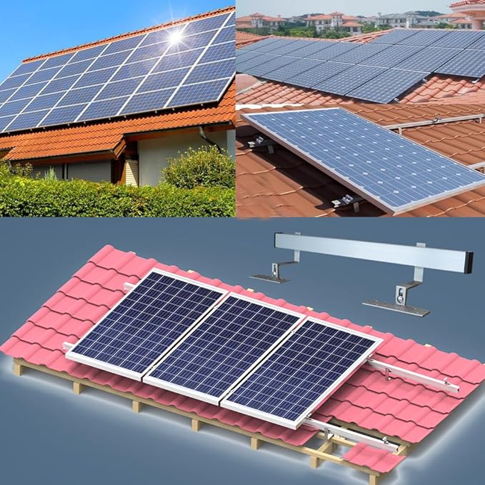 Solar Panel Mounting Bracket Kit to Metal Roof Sloped or Flat Pitched Tile Shingle Roofs for 1-4pcs Solar Panels