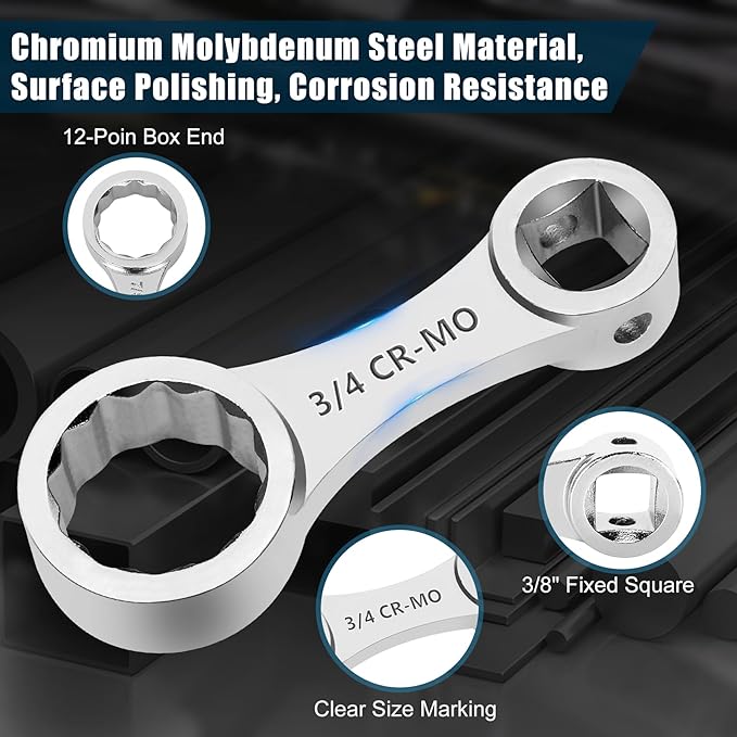 Torque Adapter Set SAE 12PCS, Includes 5/16", 3/8", 7/16", 1/2", 9/16", 5/8", 11/16", 3/4", 13/16", 7/8", 3/8" Torque Wrench Adapter, 12 Point Torque Extender Adapter with 1/2" + 1/4" Drive Converters