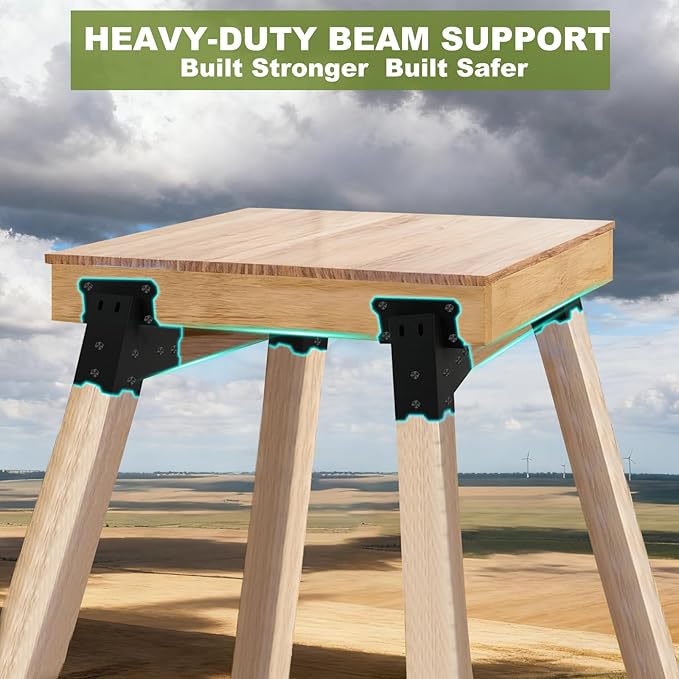 Deer Stand Brackets 4x4 Deer Blind Bracket - 4Pcs Heavy Duty Elevator Brackets Beam Support Platform Bracket for Hunting Blinds, Tree Houses, Shooting Shack, Observation Decks, Tower Stands