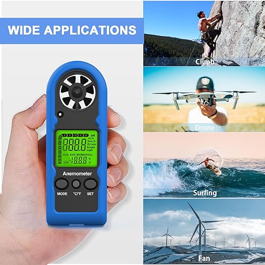 HoldPeak Handheld Anemometer Mini, 65MPH Small Wind Speed Meter Gauge Air Flow Velocity Temperature Measuring Device for Outdoor Sailing Surfing Drone Flying Golf Shooting HVAC 816BH