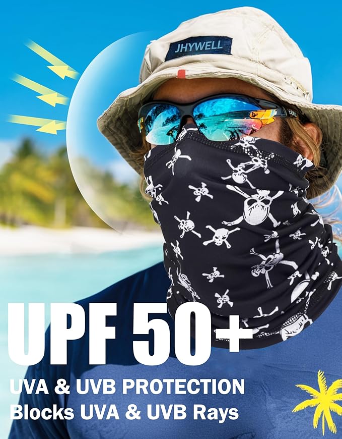 JHYWELL Cooling Neck Gaiter Face Mask, UV Protection Masks Gator, Windproof Bandana for Skiing, Fishing, Hiking, Cycling