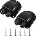 Enhon 2 Pack Solar Cable Entry Gland, Weather Resistant Solar Gland, Dual Cable Entry Housing for All Types 3mm² to 10mm² RV, Caravan, Marine, Boat, Cabin (Black)