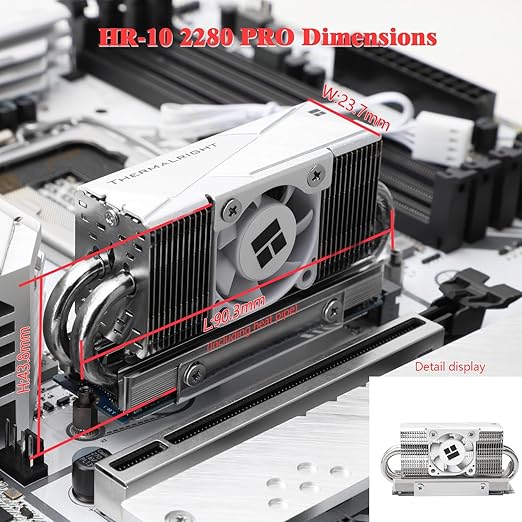 Thermalright HR10 2280 PRO SSD Cooler,2280 SSD Heatsink Cooler,Double-Sided Heat Sink,4 Heat Pipes, with Thermal Silicone Pad for 2280 SSD PC and Computer,High Performance SSD Cooler