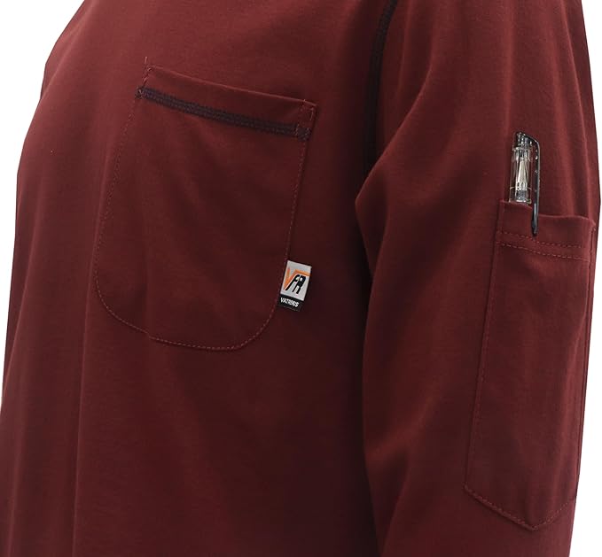 VATRENUS FR Shirts Crewneck 5.5oz Lightweight Flame Resistant 100% Cotton Men's Pre-Washed Fire Retardant Workwear
