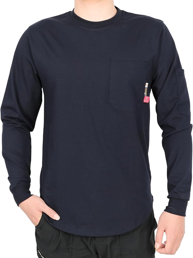 KONRECO FR Shirts for Men Crewneck 6oz Jersey Lightweight Flame Resistant Work T Shirt NFPA2112 CAT2