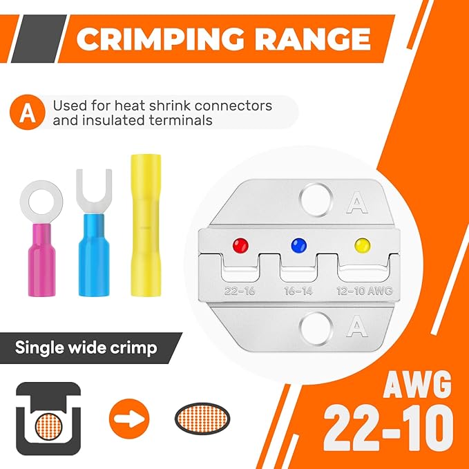 Crimping Die for Heat Shrink Wire Connectors - 22-10 AWG