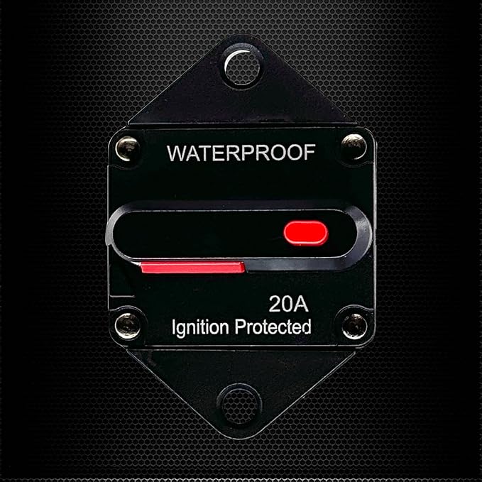 Ampper 20A Circuit Breaker, Panel Mount DC 12V-48V Waterproof Thermal Circuit Breaker Fuse with Manual Reset/On-Off for Boat Trolling Motor Auto Audio Solar and More