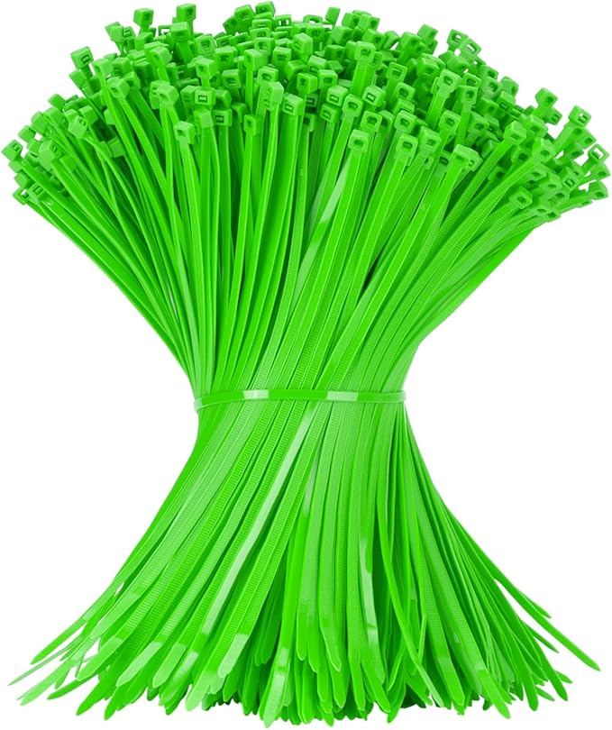 12 Inch Zip Ties Green 1000 PCS, 50 Lbs- Heavy Duty Tensile Strength, Nylon PA66 UV Resistant Cable Ties for Indoor and Outdoor Use - Ideal for object bundling and fastening