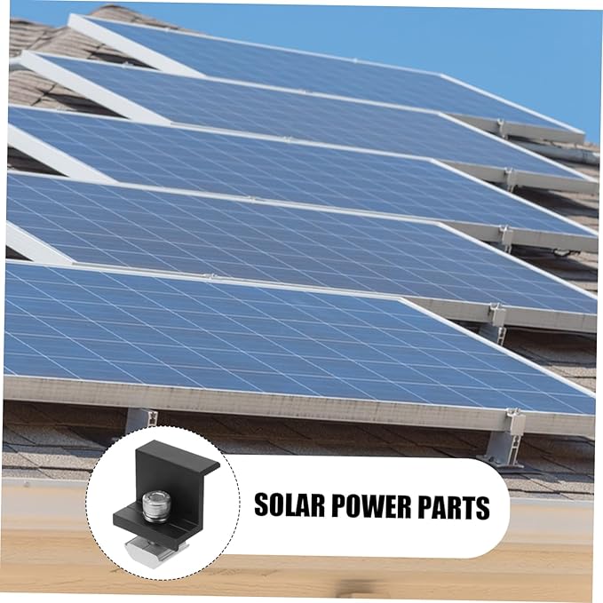 POPETPOP 4pcs Solar Panel Brackets Aluminum Alloy Mounting Clips Middle Clamp End Clamp Solar Mounting Kit for Systems