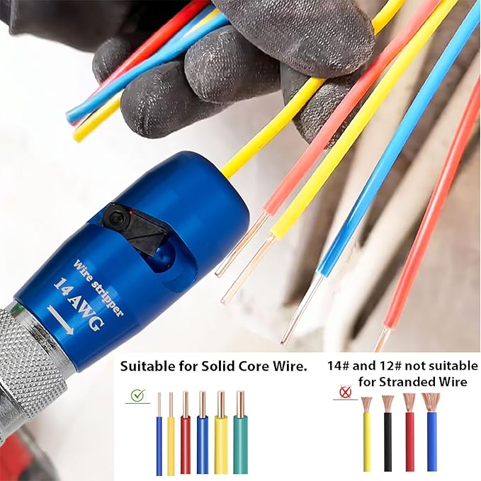 Wire Stripper Tool For Drill,AWG6 8 10 12 14 Gauge,Wire Stripping Professional Electrician Tools Set,Wire Twisting Tool,Impact Wire Stripper,Wire Twister(AWG6/8/10/12/14)