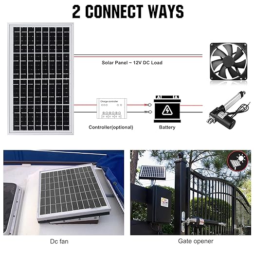 ECO-WORTHY 10W Solar Panel Battery Charger Portable for Charging 12V Battery or Vehicle Gate Opener,Electrical Fence Chicken Coop Lawn Tractor Boat