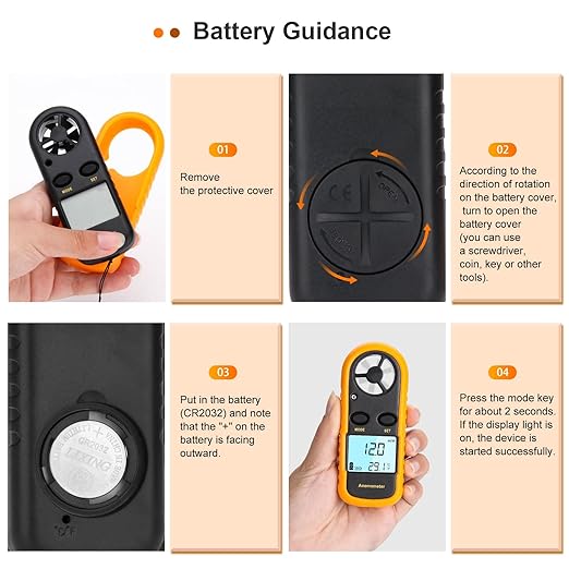 Anemometer Handheld, Light Weight Digital Wind Speed Meter, Wind Speed Temperature Gauge with Digital LCD Display for Kite Flying, Meteorology, Fishing, Surfing