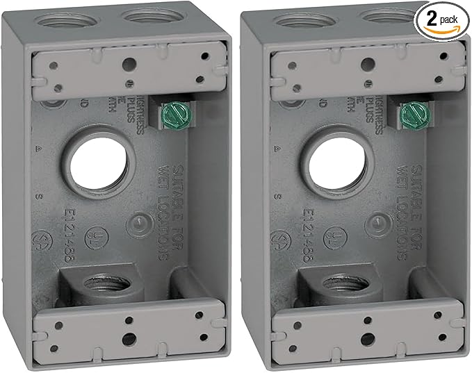 Sigma Electric, Gray Count (Pack of 2) Sigma Engineered Solutions, 14251 1/2-Inch 4 Hole 1-Gang Box