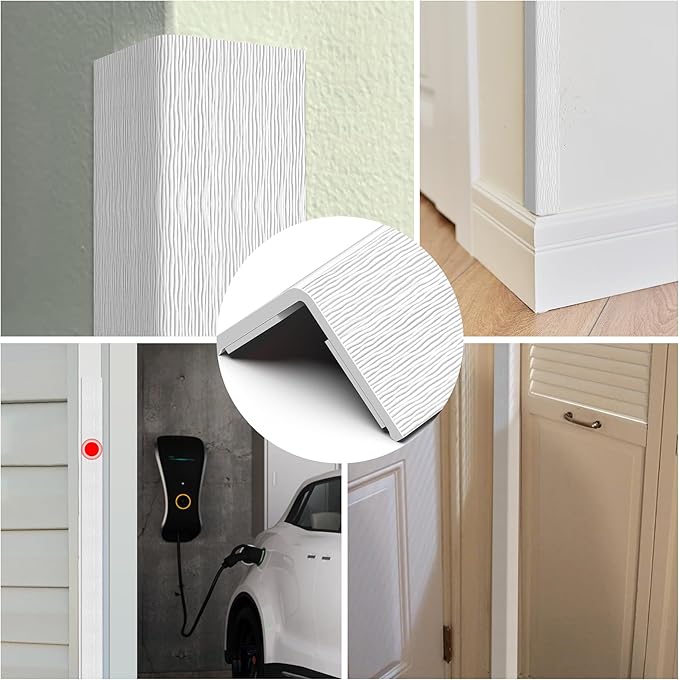 ‎Frychee Wall Corner Protector, Walls Edge Protector，Self-Adhesive Wall Corner Guards,PVC Double Side Edge Protector， Furniture Stairs Guard (White Wood Grain 2PCS 90cm/35.4in)
