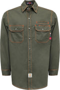 BOCOMAL FR Shirts for Men Snaps Down 7.5oz Water Repellent Fire Resistant Welding Jackets-NFPA2112 CAT2