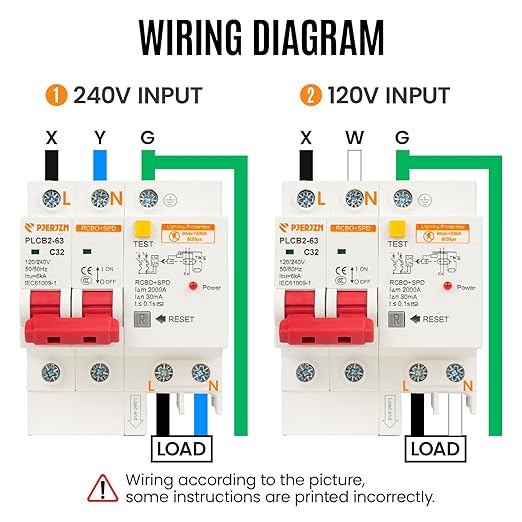 Leakage Protection Breaker Ground Fault Circuit Breaker 2-Pole 120/240VAC with Surge Residual Current Circuit Brekera para Casa for Home and Industrial (25 Amp)