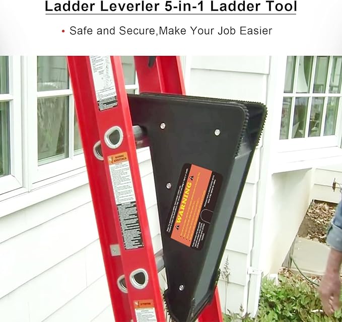 Ladder Leveler,Ladder Jacks,Ladder Stabilizer Tool with Storage Easy to Use for All Surfaces and Uneven Ground