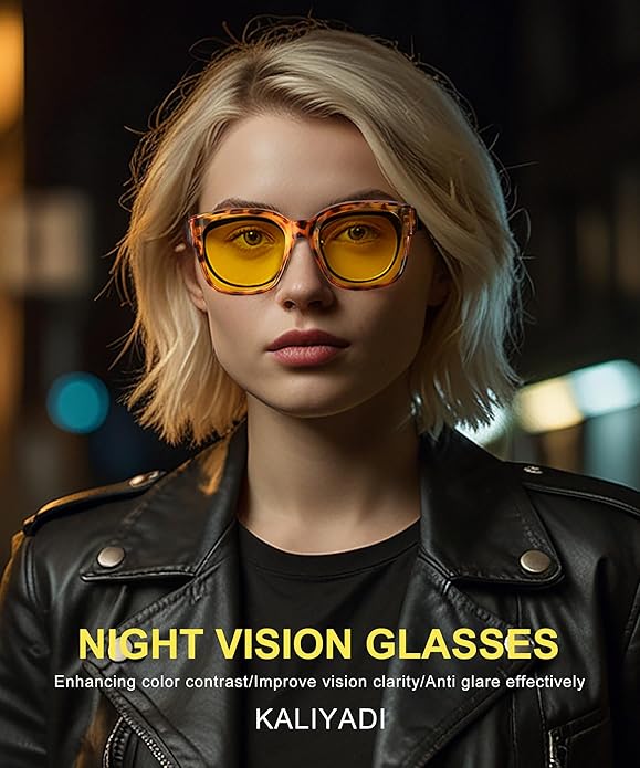 KALIYADI Night-Vision-Glasses Fit-Over-Glasses Wrap-Around Glasses: Anti Glare Night Driving Glasses for men women HD Lens