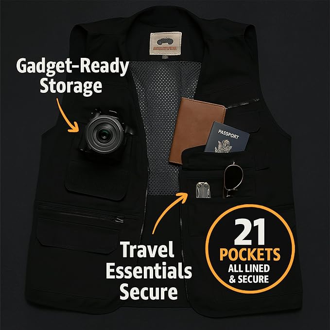 Humvee Utility Vest with 21 Pockets -Travel, Safari, Hunting, Camping, 100% Cotton, Tactical Jacket for Men & Women