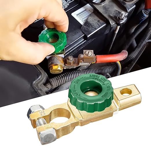 Spurtar Battery Disconnect Switch 12V - 24V Top Post, Quick Disconnect Battery Cut Off Switch for Car Truck RV Boat Vehicles, Green Knob