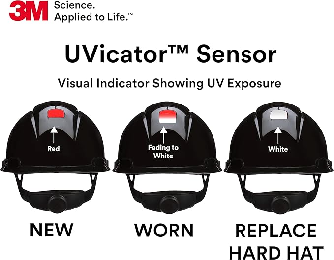 3M Hard Hat SecureFit H-700 Series Cap Style Safety Helmet with Uvicator Sensor, 4-Point Pressure Diffusion Ratchet Suspension