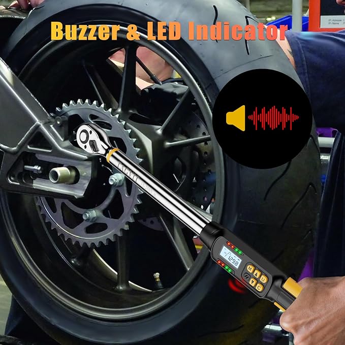 1/2 Inch Drive Digital Torque Wrench with Angle, 17.4-147.5Ft-lb/10-200Nm, Electronic Torque Wrench, ±2% Accuracy with with Preset Value, Data Storage, Buzzer and LED Flash Notification for Car