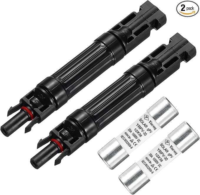 MECCANIXITY 2 Pcs Solar Fuse Holder 20A 1000V Waterproof PV in-Line Fuse Holders with Fuse Solar Inline Fuse Holder Photovoltaic Connectors for Solar Panel System