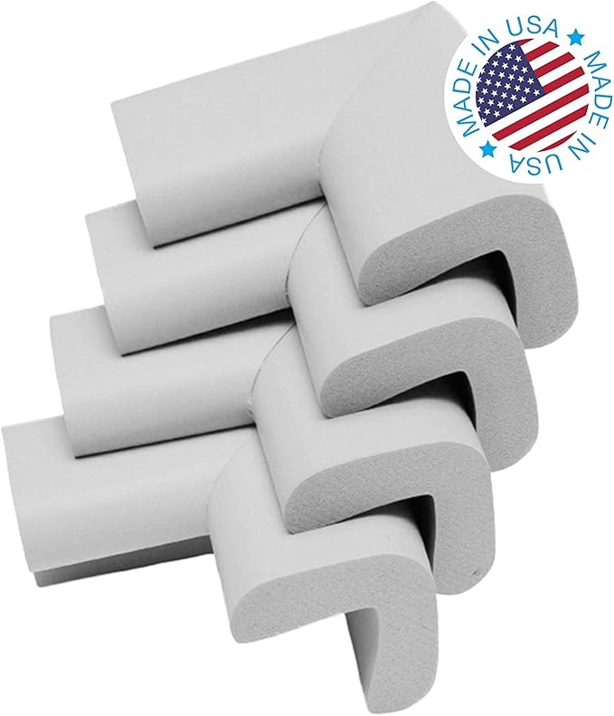 KidKusion 4- Piece Safety Corner Cushion; 4 Pack Off White; Child Proofing Corner Guard; Made in USA; Child Safety, Home Furniture Safety Bumper, Baby Proof Table Protector