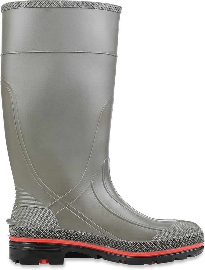 Servus Pro 15" PVC Chemical-Resistant Soft Toe Men's Work Boots, Gray, Red & Black (75102)