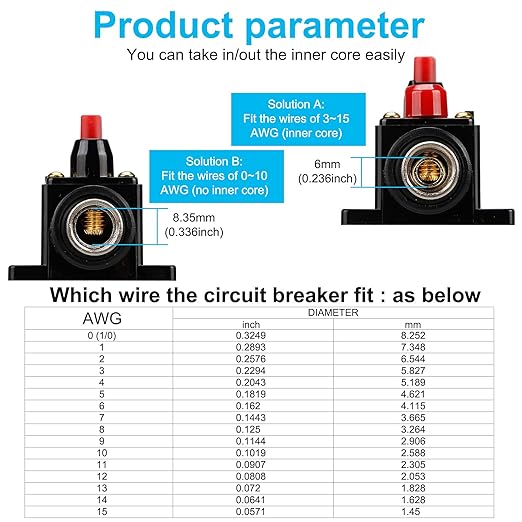30 Amp Audio Circuit Breaker,12V-24V DC Fuse Holder,20-300A Breaker Switch,Inline Circuit Breaker with Reset Button,for Automotive Marine Boat Audio System Current Overload Protection