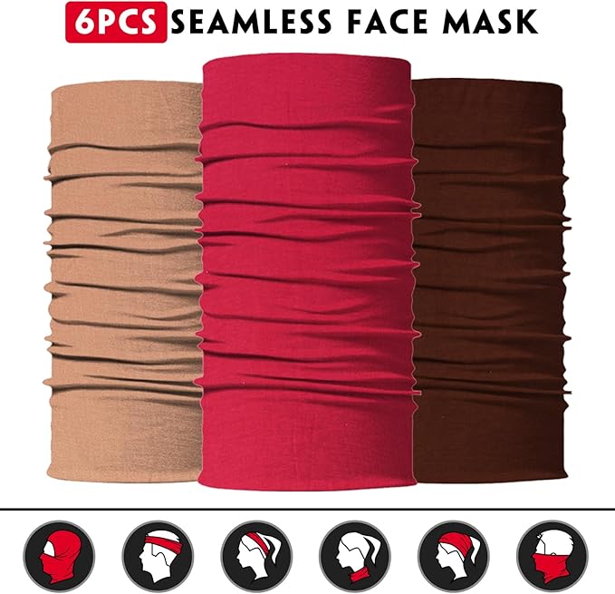 Venswell Neck Gaiter Face Mask Men Women,Seamless Bandana Rave Face Cover Scarf Mask,Balaclava,Headband, Head Wrap,Headwear