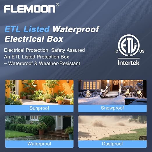Flemoon IP55 Small Outdoor Electrical Box Waterproof (Inner 5.9 x 3.2 x 1.8inch), Extension Cord Cover with Detachable Awning Covers for Plug, Outlet, Holiday Lights, Orange