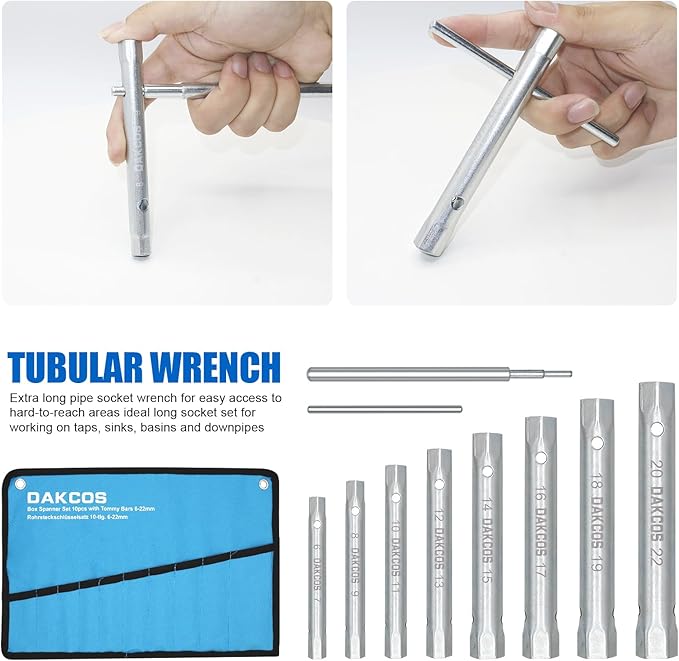 10Pcs Shower Valve Socket Wrench Set Plumbers Spanner Wrench Set Spark Plug Spanner Dual-Ended 6-22mm