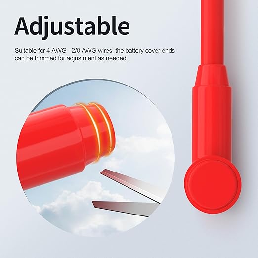 10pcs Red Silicone Stud Terminal Cover Insulated Battery Terminal Protector Boot Fit 4 AWG - 2/0 AWG for 1/4",5/16",3/8" Battery Post