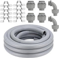 Liquid-Tight Conduit Connector Kit,Flexible Non Metallic Liquid Tight Electrical Conduit Kit,Waterproof Outdoor Electrical Conduit Pipe,Straight/Angle Fittings,Clamps (1-1/2 in x 50 ft)