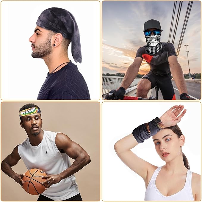9 Pcs Neck Gaiter Face Mask Men Women Sun UV Protection Seamless Skull Bandanas Seamless Bandana Rave Face Cover Scarf Mask