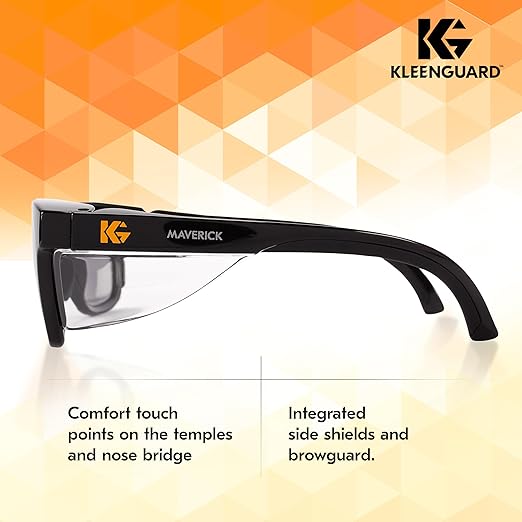 KleenGuard™ V30 Maverick™ Safety Glasses (49311), with KleenVision™ Anti-Fog Coating, Smoke Lenses, Black Frame, Unisex Sunglasses for Men and Women (Qty 12)