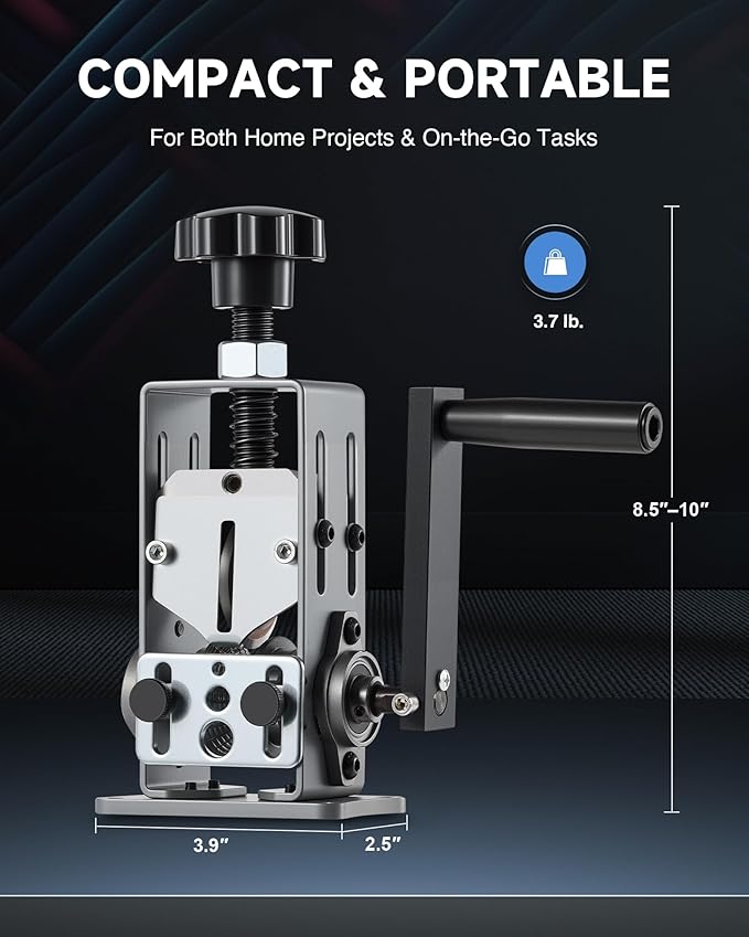 CREWORKS Manual Wire Stripper Machine, 0.06"-1" Wire Stripping Machine, Drill Compatible Copper Wire Stripper for Scrap Wire with 2 Feed Hole Plates, Wire Stripper Tool for Cable Recycling, Gray