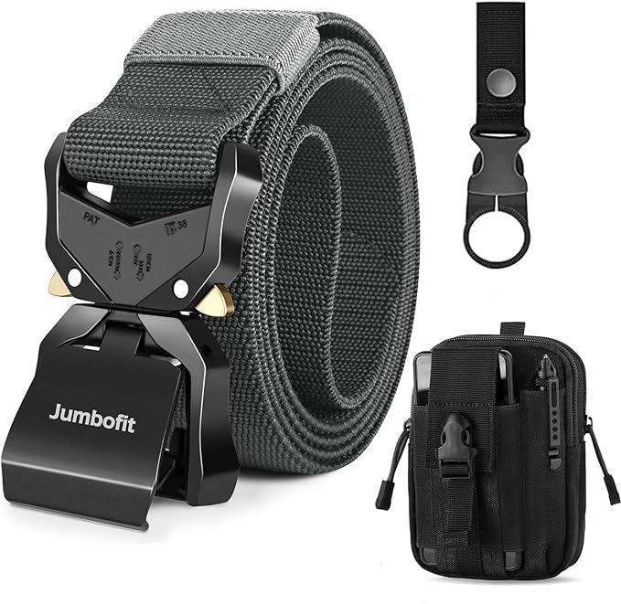 Tactical Belt for Men and Women, Military Work Belt Nylon with Quick-Release Buckle, Gift with Molle Pouch & Clip