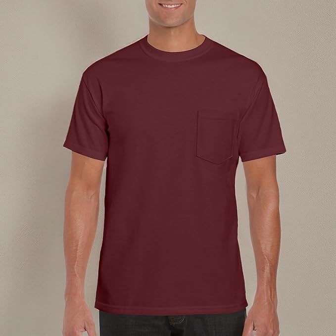 Gildan Unisex Adult DryBlend Workwear T-Shirts with Pocket, 2-Pack