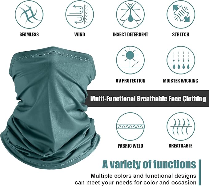 Geyoga 6 Pieces Summer UV Protection Cooling Neck Gaiter Face Clothing Neck Gaiter Mask Scarf Sunscreen Breathable Bandana