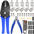 Taiss Coaxial Cable Tool Kit BNC Crimp tool with 10PCS BNC Male Crimp Connector,Coaxial Cable Stripper Cutter,Wire Cable Cutter and Heat Shrink Tube for RG58/RG59/RG62/RG174
